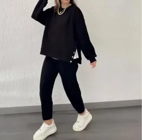 2 Piece Sets Women's Pants Set Men's Round Neck Sports Blouses Tops Long Pants Straight Jogger Pants Pant Matching Sets    B235766
