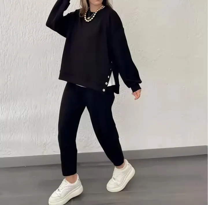 2 Piece Sets Women's Pants Set Men's Round Neck Sports Blouses Tops Long Pants Straight Jogger Pants Pant Matching Sets    B235766