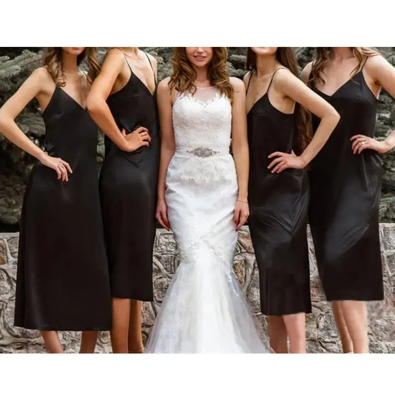 Amy Adjustable Strap Satin Party Dress