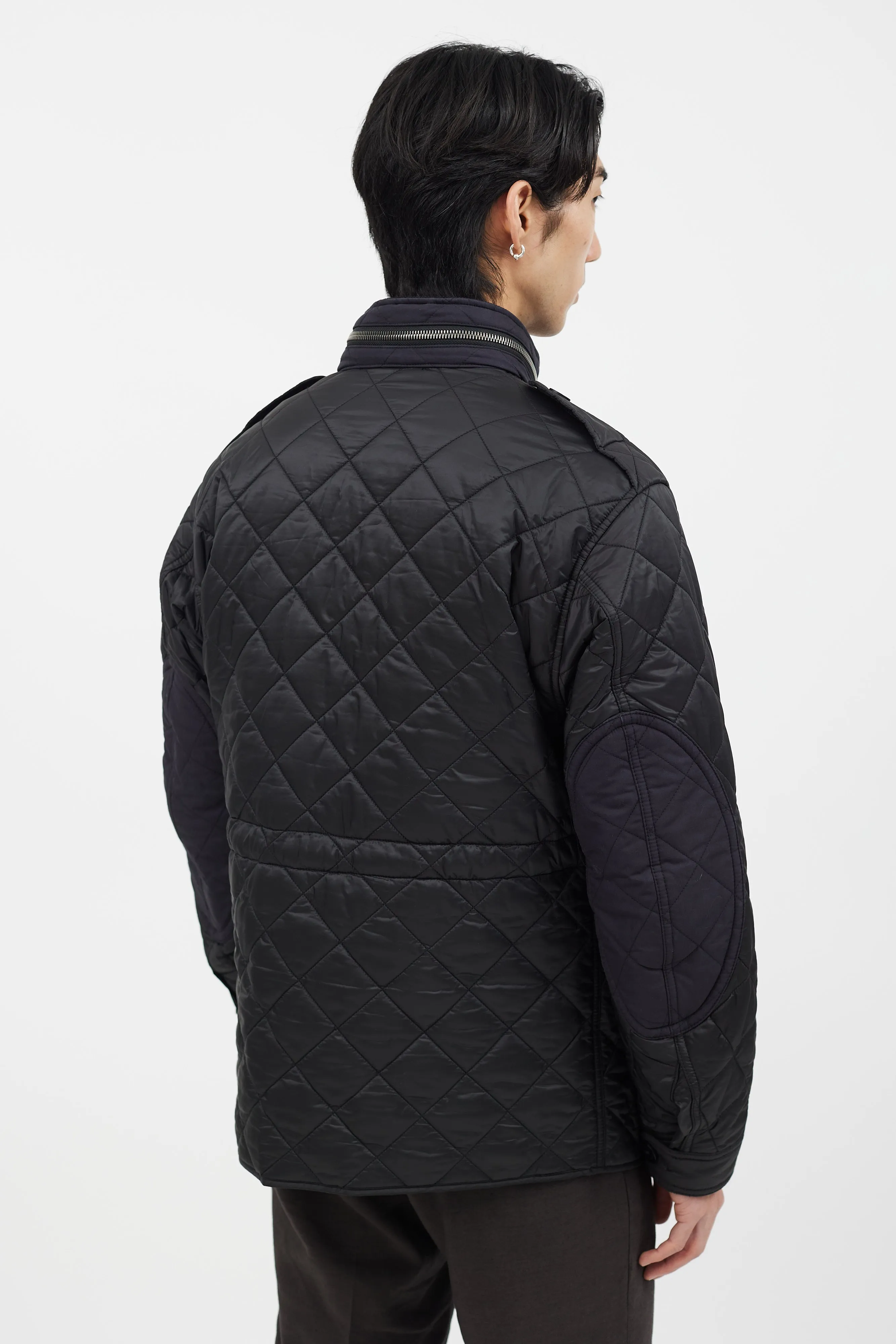 Black & Navy Quilted Four Pocket Jacket