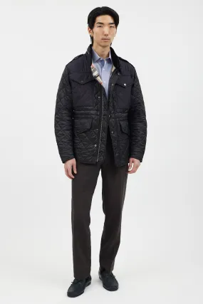Black & Navy Quilted Four Pocket Jacket