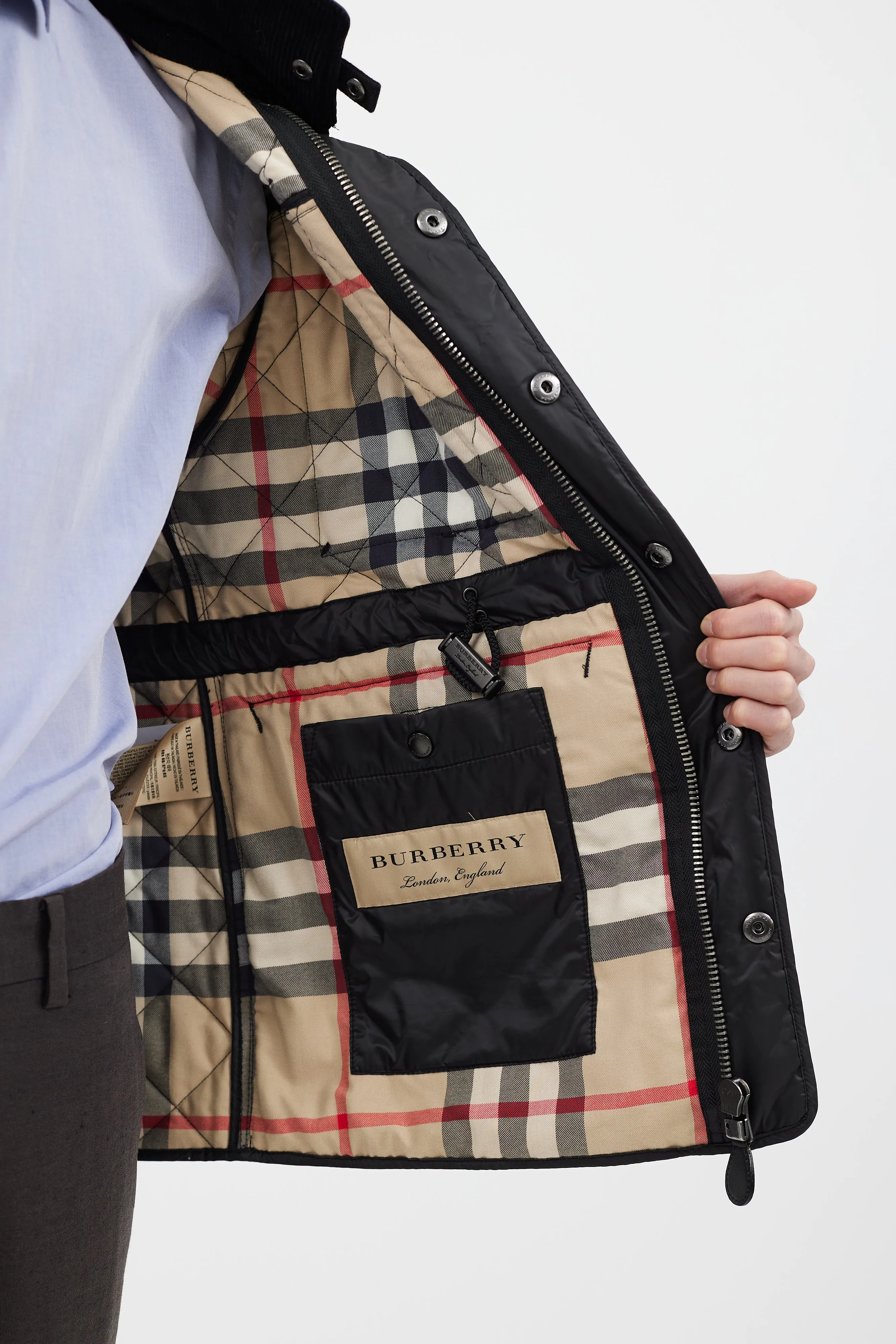 Black & Navy Quilted Four Pocket Jacket