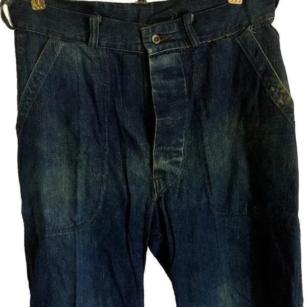 Button Fly US Navy Indigo Denim Trousers