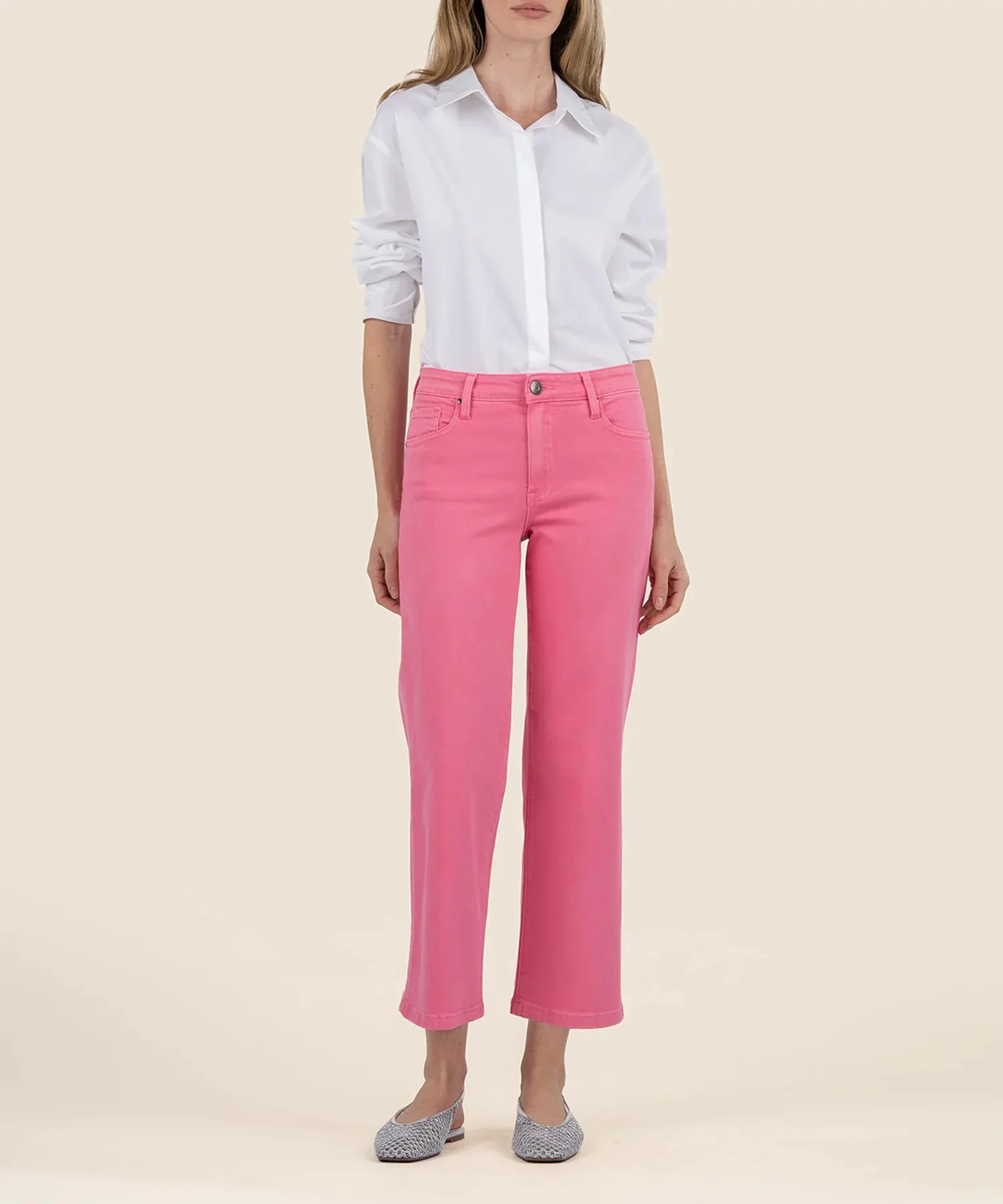 Charolette High Rise Wide Leg- Sugar Coral