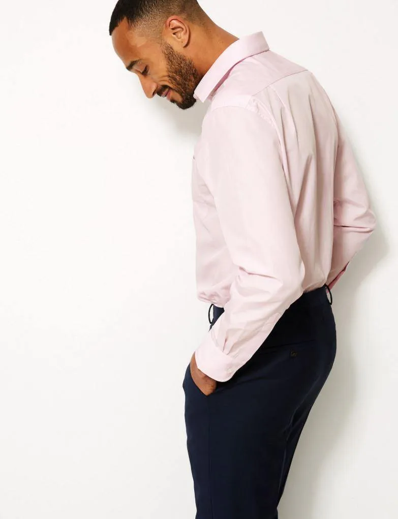 M&S Mens L/S ( 65-35% ) Plain Formal Shirt T11/2032W
