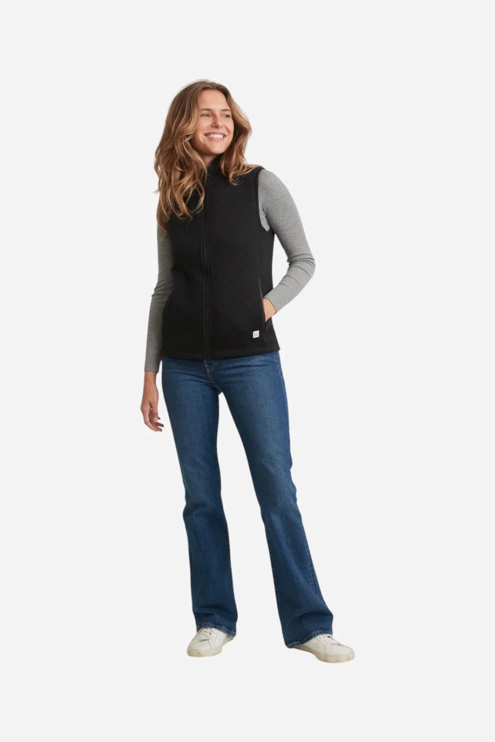 Marine Layer Corbet Full Zip Vest in Black