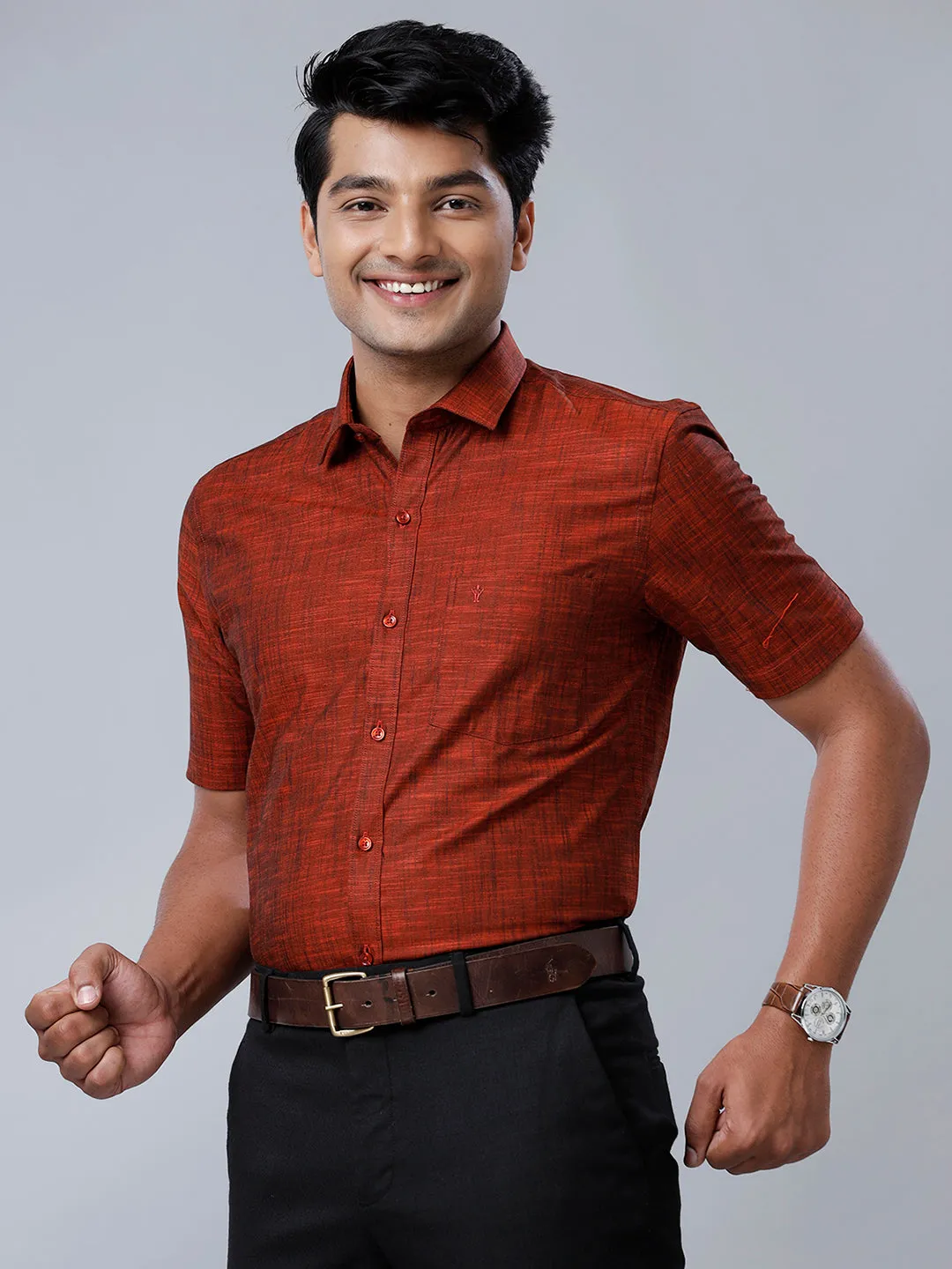 Men 100% Cotton Shirt Dark Maroon GT28