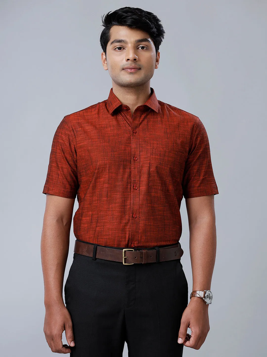 Men 100% Cotton Shirt Dark Maroon GT28