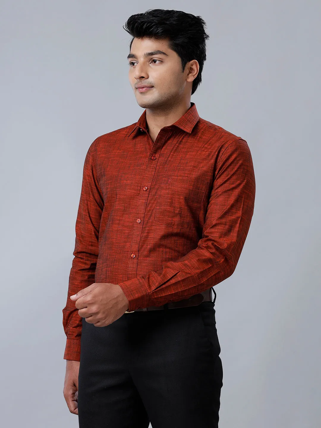 Men 100% Cotton Shirt Dark Maroon GT28