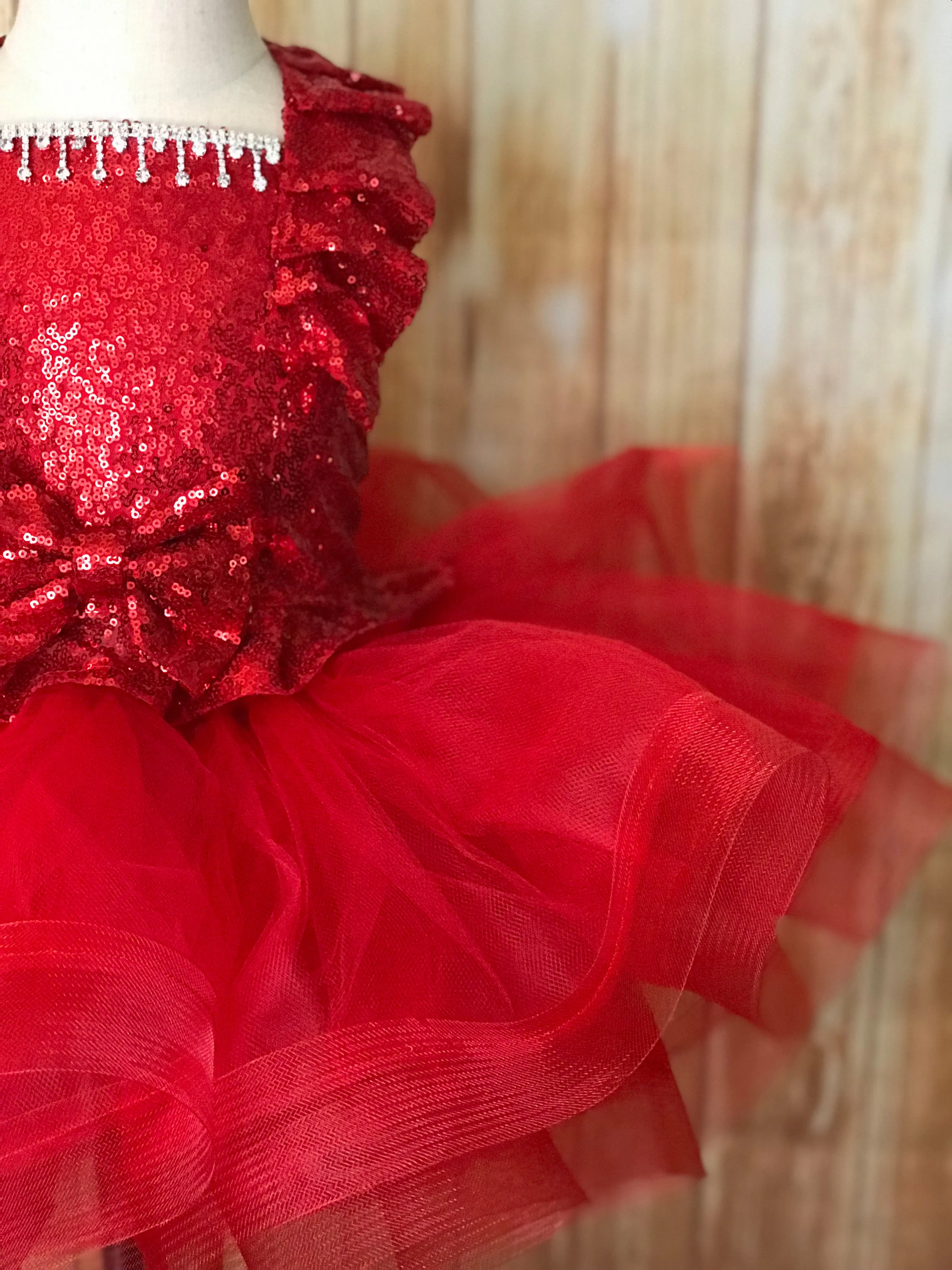 Red Tutu Dress, Red Pageant Dress, Red Sequin Tutu