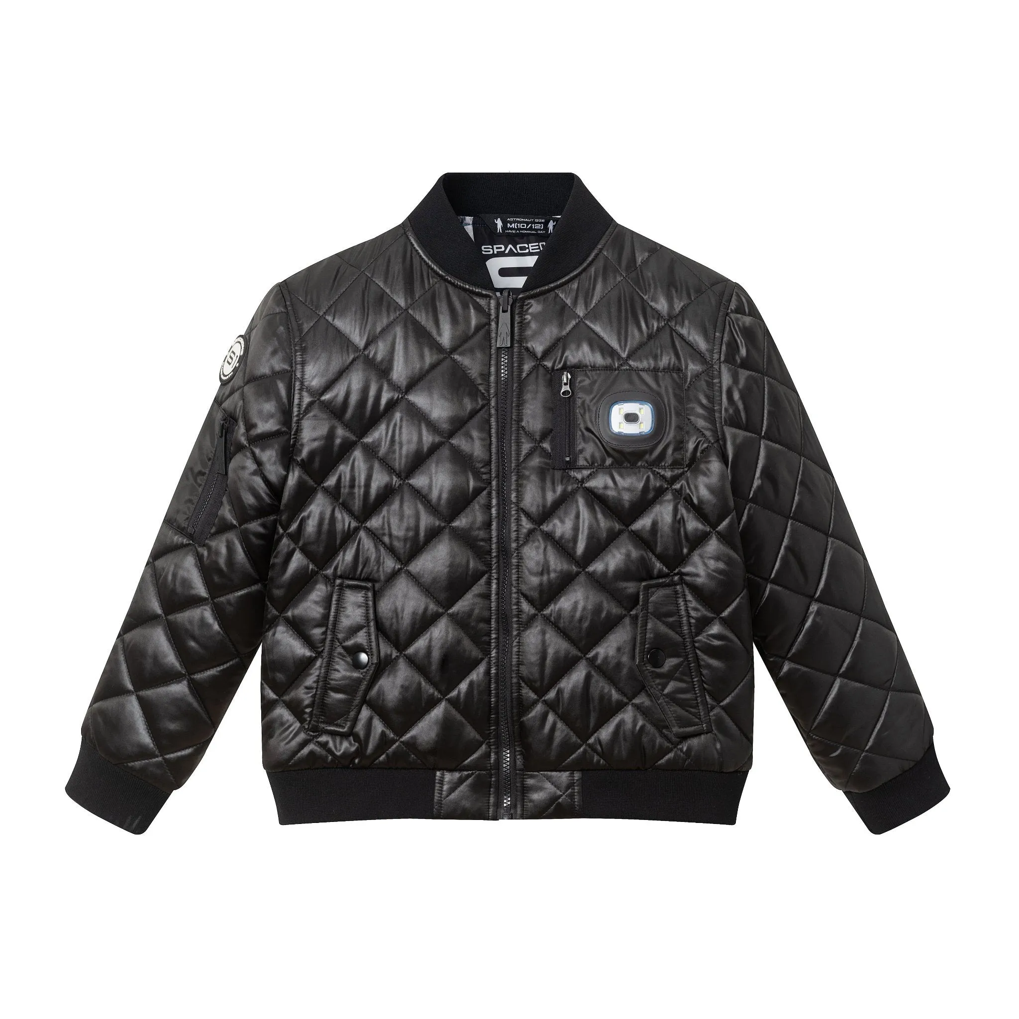 SPACEONE x Andy & Evan® | Kids (4-16) Quilted Bomber with LED Light | Black