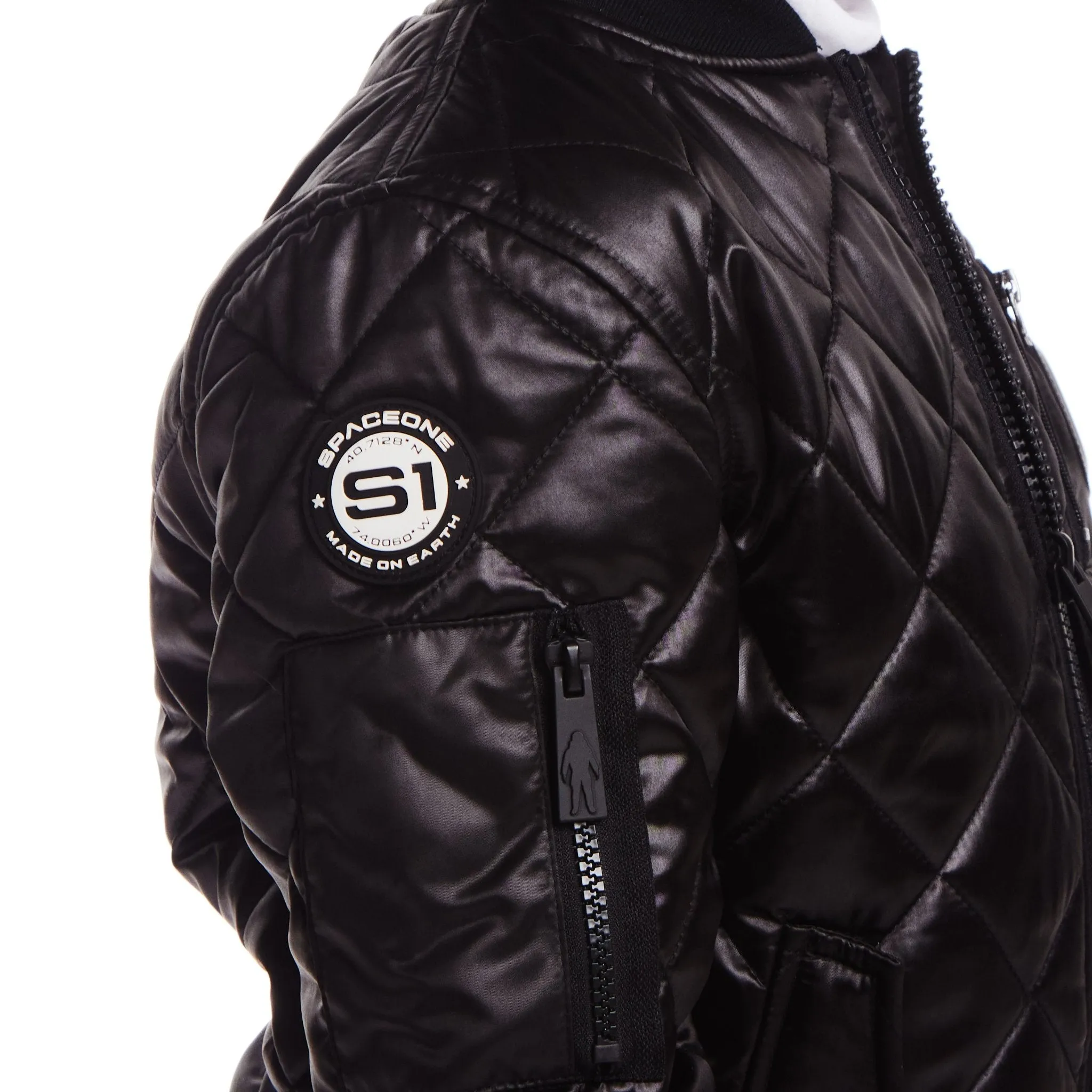 SPACEONE x Andy & Evan® | Kids (4-16) Quilted Bomber with LED Light | Black