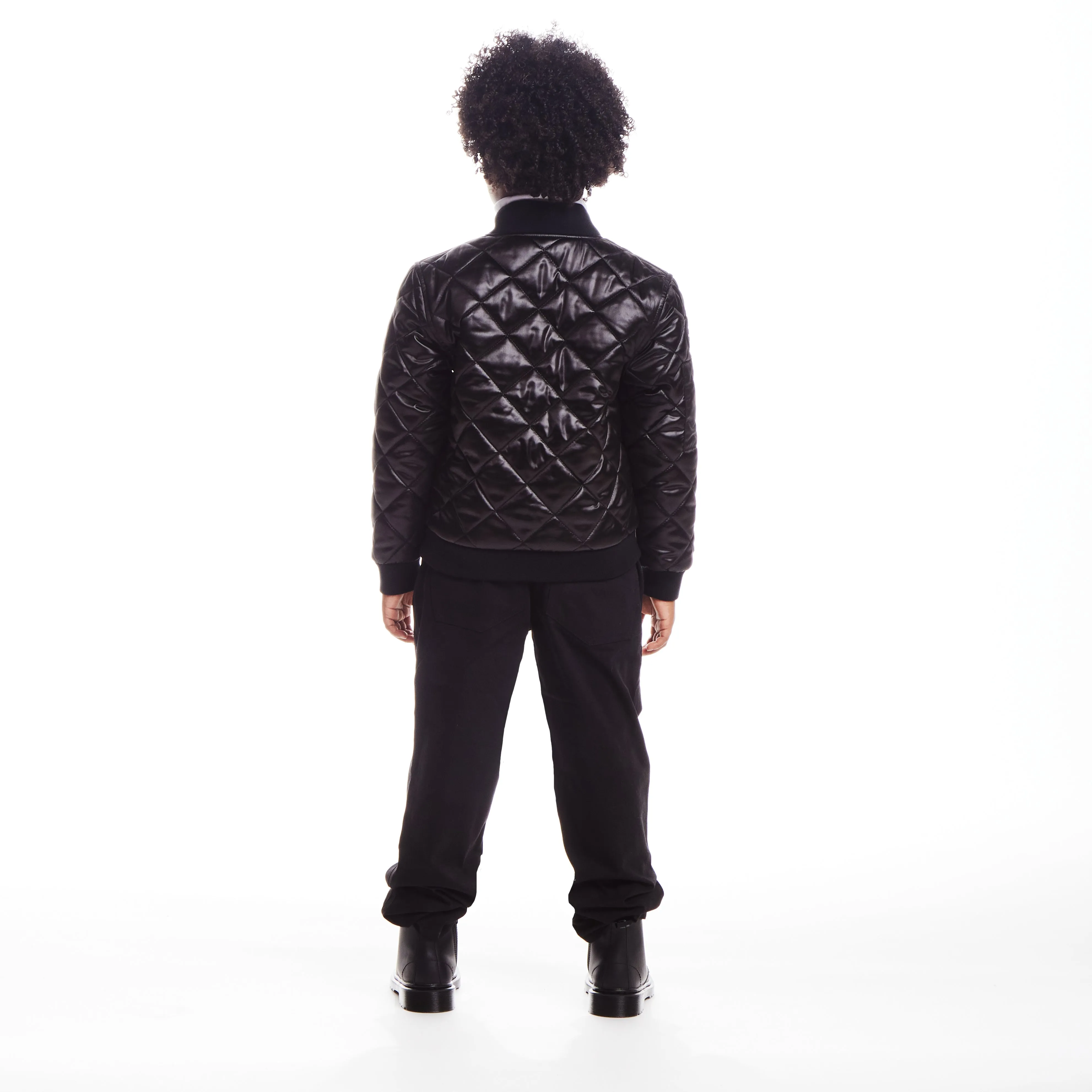 SPACEONE x Andy & Evan® | Kids (4-16) Quilted Bomber with LED Light | Black