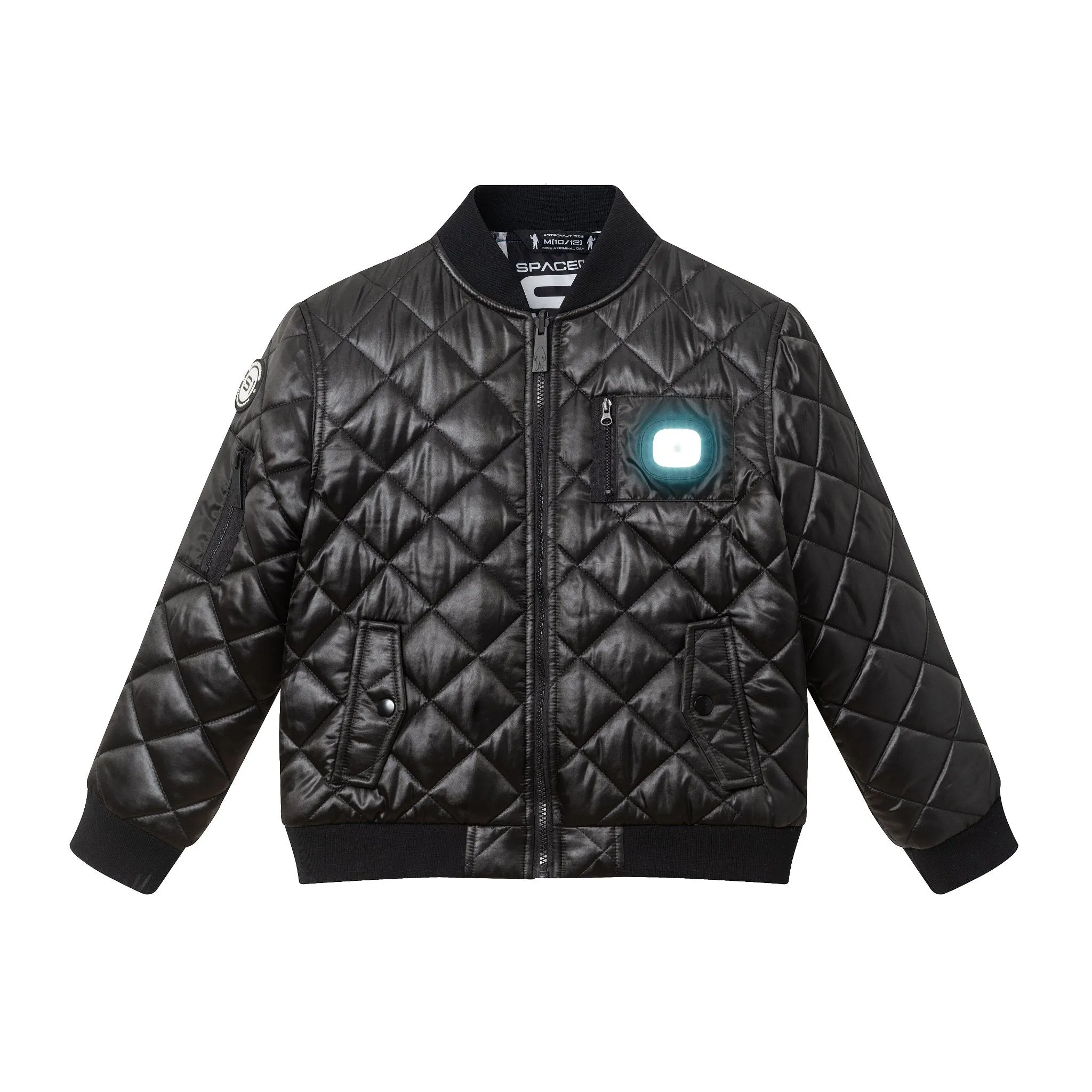 SPACEONE x Andy & Evan® | Kids (4-16) Quilted Bomber with LED Light | Black