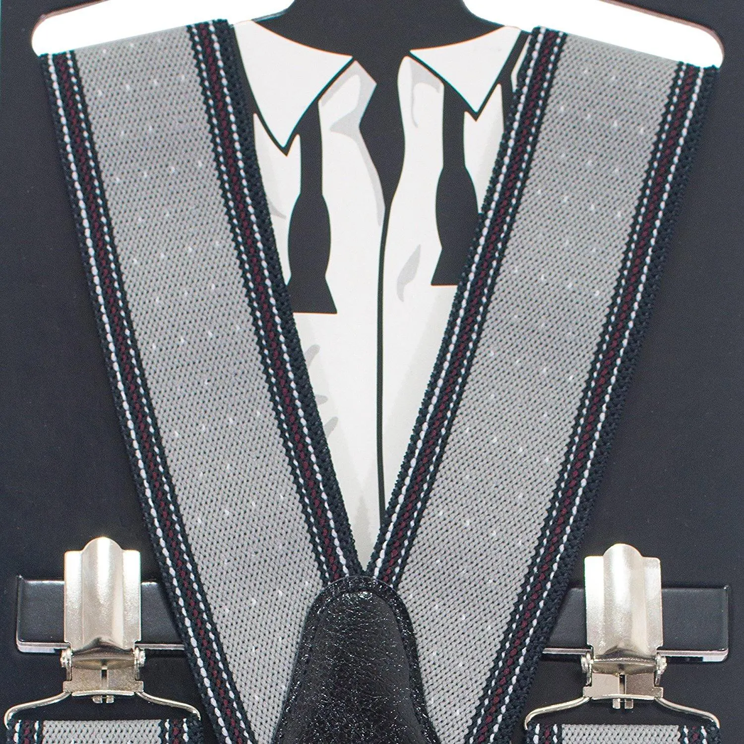 Striped-Dots Grey Suspenders