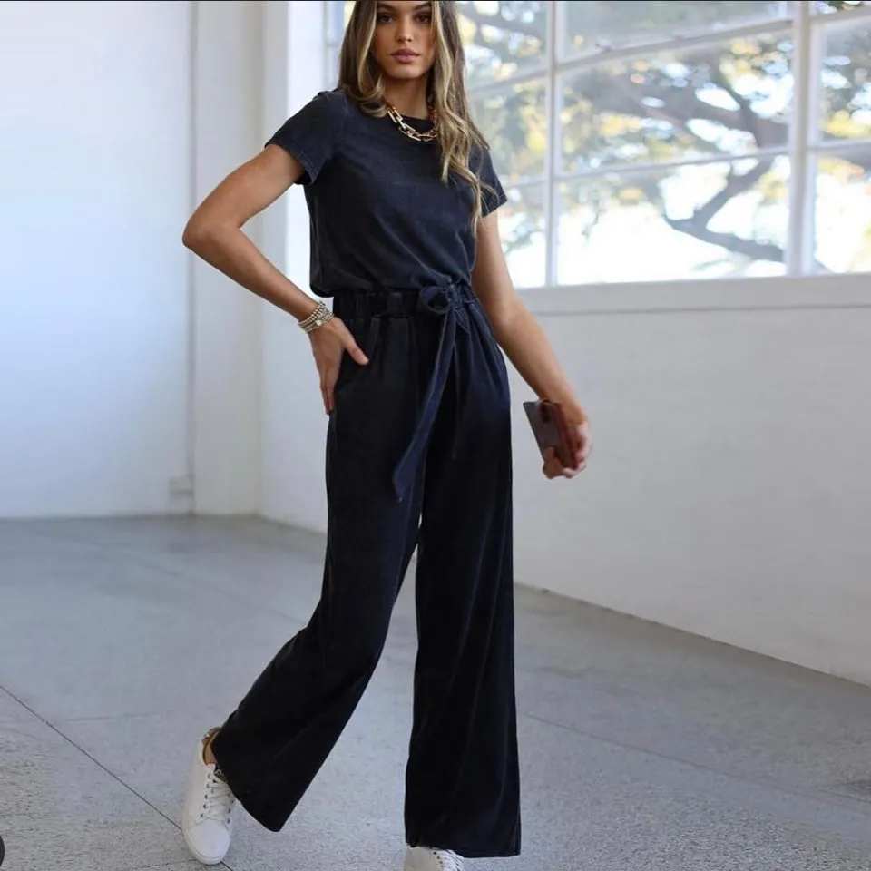 Teddy Distressed Wide Legged Pant