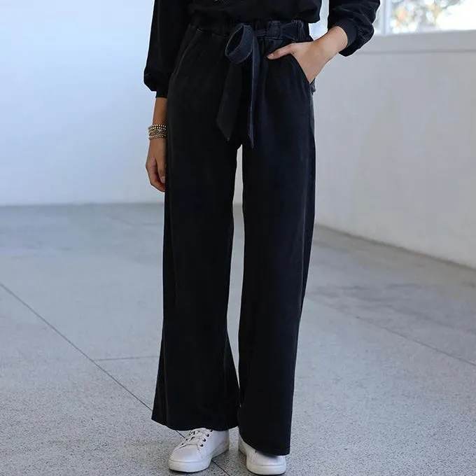 Teddy Distressed Wide Legged Pant