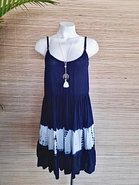 TOP/ DRESS HORIZONTAL New Tie Dye Navy/ White