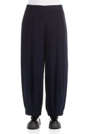 Wide Dark Blue Viscose Trousers
