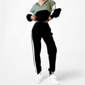 Zara Black Green Casual Sweatshirt Jogger Two Piece Track Suit Size XS